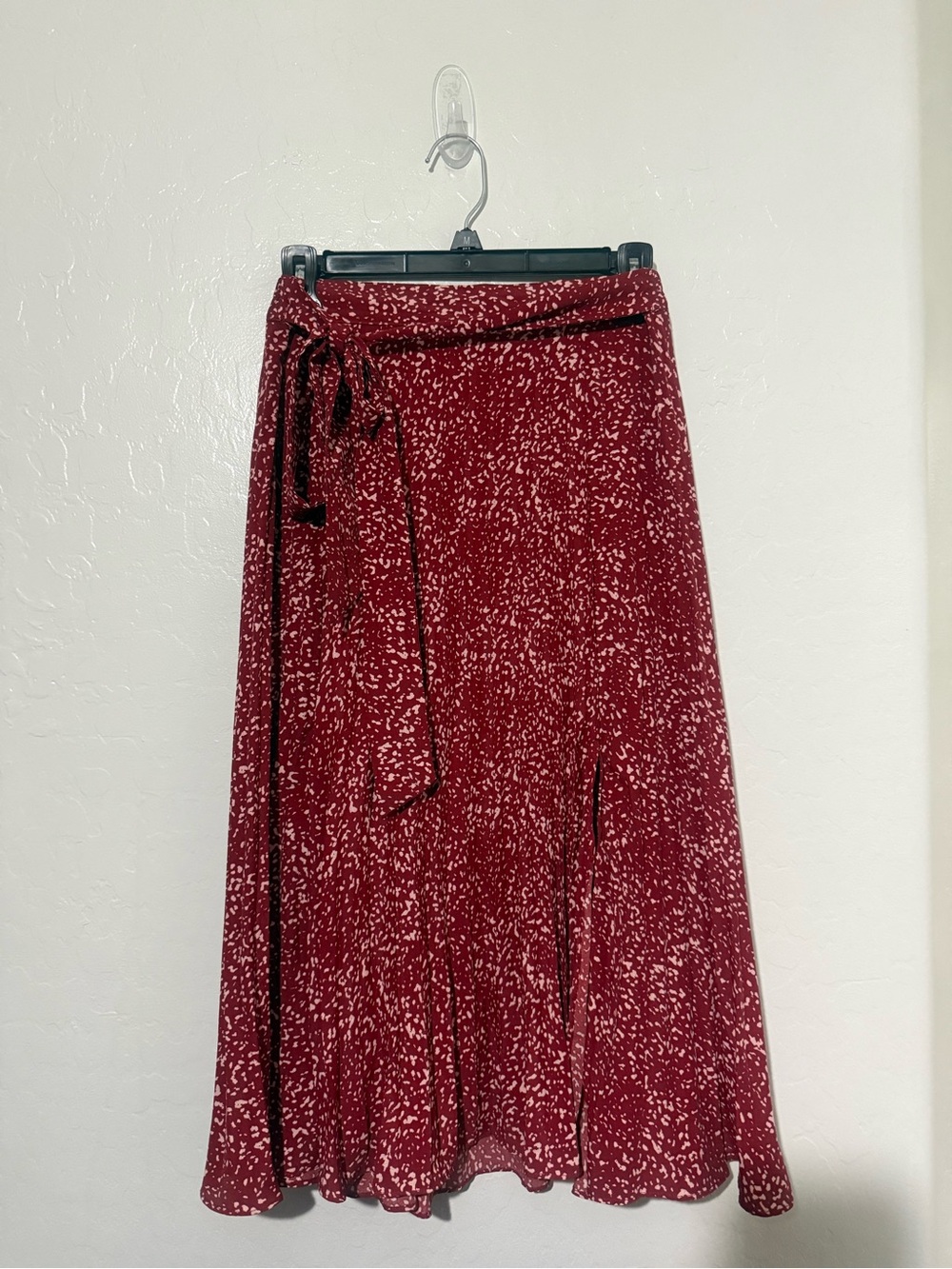 Skies Are Blue Red Speckled Wrap Maxi Skirt